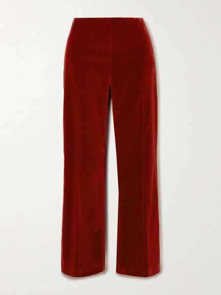  Etro   Cotton Blend Velvet Flared Pants   Burgundy 