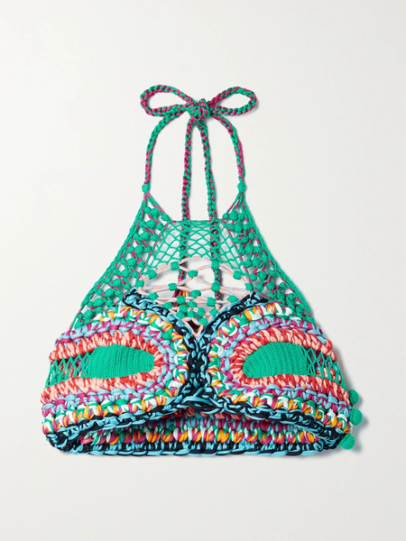  Etro   Cropped Crocheted Halterneck Top   Blue 