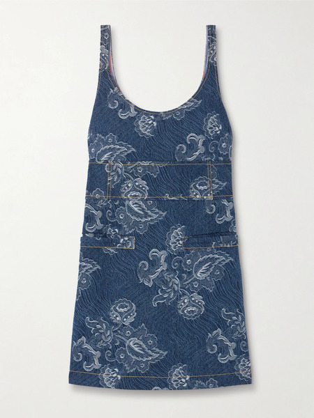  Etro   Denim Jacquard Mini Dress   Mid Denim 