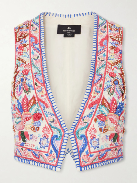  Etro   Embroidered Cotton Vest   Multi 