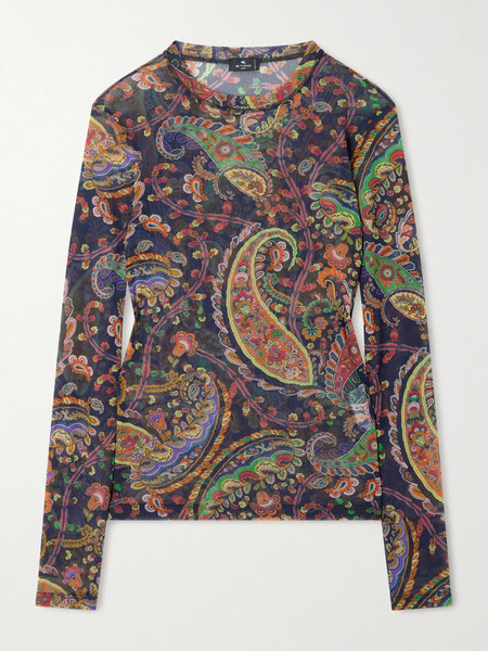  Etro   Paisley Print Mesh Top   Navy 