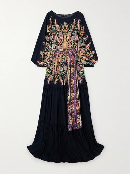  Etro   Printed Crepe Maxi Dress   Black 