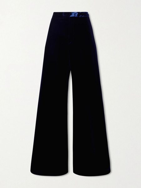 Etro   Velvet Wide Leg Pants   Navy 