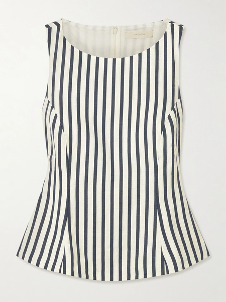  Faithfull   Ana Striped Linen Top   Navy 