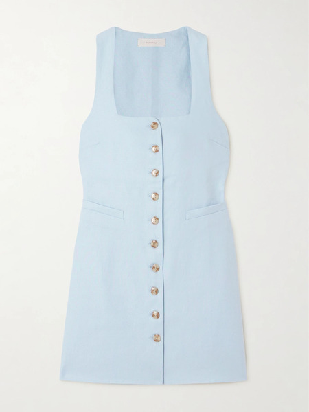  Faithfull   Jaques Linen Mini Dress   Light Blue 