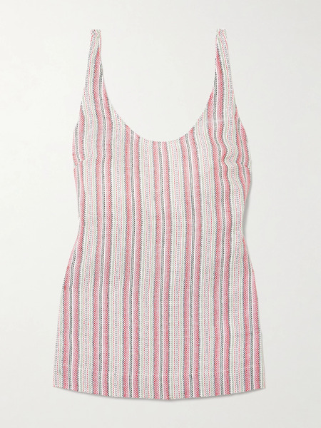  Faithfull   Var Open Back Striped Linen And Cotton Blend Tank   Pink 