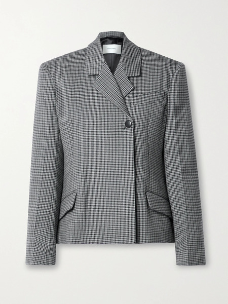  Ferragamo   Houndstooth Wool Blazer   Gray 