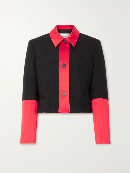  Ferragamo   Silk Trimmed Bouclé Jacket   Black 