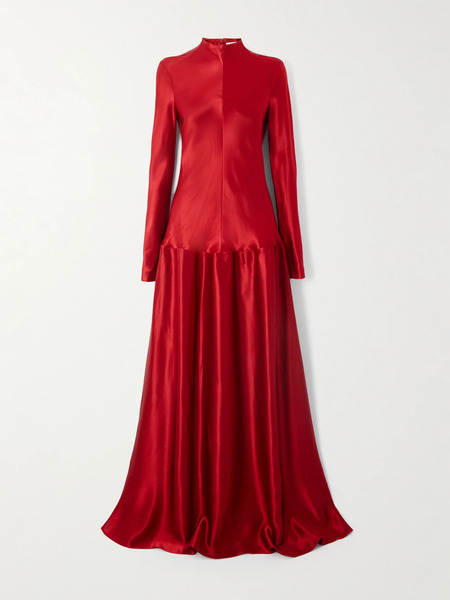  Fforme   Mila Textured Satin Turtleneck Maxi Dress   It38 