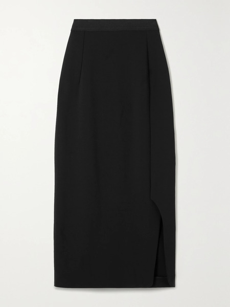  Fforme   Sabreen Wool Blend Gabardine Midi Skirt   Black 