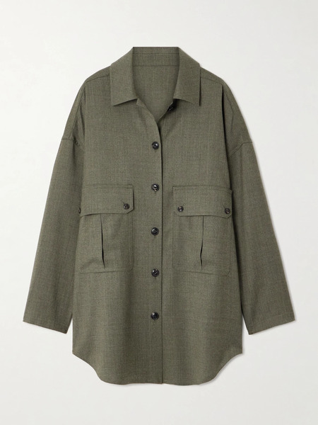  Fortela   Oversized Wool Blend Overshirt   Green 