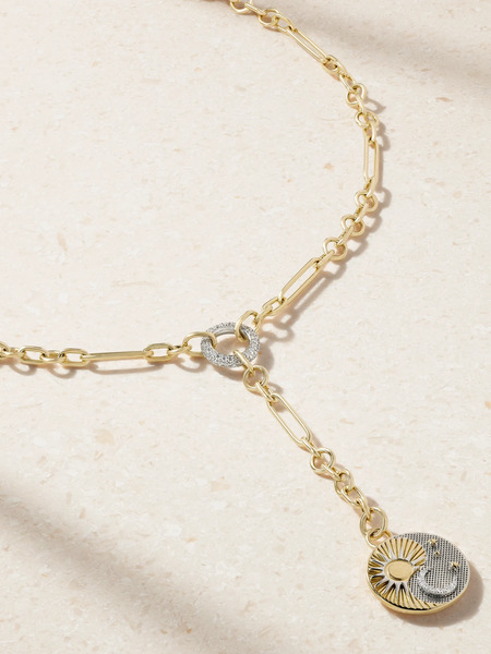  Foundrae   Balance + Fine Mixed Clip 18 Karat Gold Diamond Necklace   One Size 