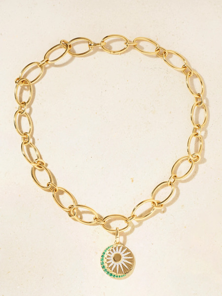  Foundrae   Balance 18 Karat Gold, Emerald And Diamond Necklace   One Size 