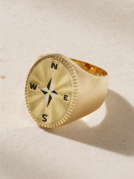  Foundrae   Internal Compass 18 Karat Gold And Enamel Signet Ring   8 