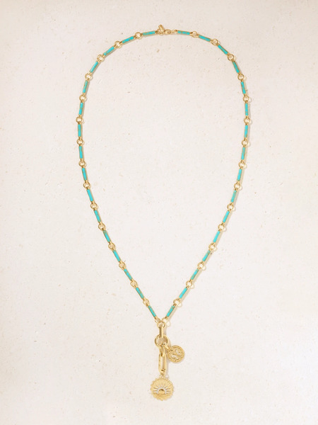 Foundrae   New Beginnings Drop Element 18 Karat Gold, Turquoise And Diamond Necklace   One Size 