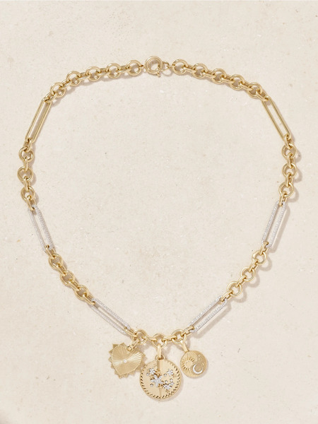  Foundrae   Resilience, Balance And Radiating Heart 18 Karat Yellow And White Gold Diamond Necklace   One Size 