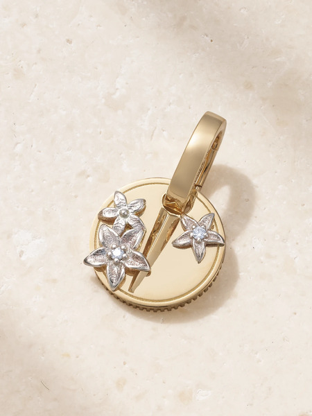  Foundrae   Resilience Mini Coin 18 Karat Gold Diamond Pendant   One Size 