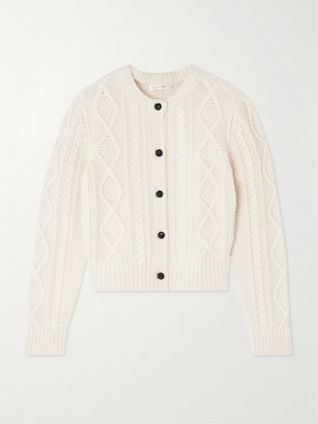  Frame   Cable Knit Cashmere Cardigan   Cream 