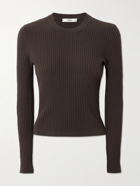  Frame   Cable Knit Sweater   Brown 
