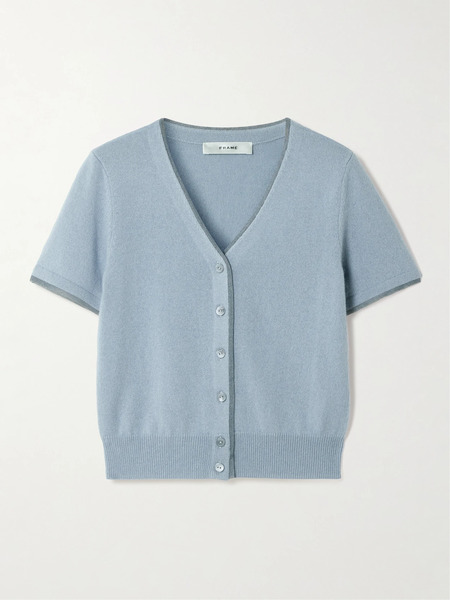  Frame   Cropped Cashmere Cardigan   Blue 