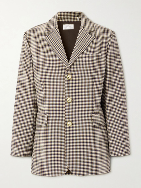  Frame   Houndstooth Tweed Blazer   Beige 