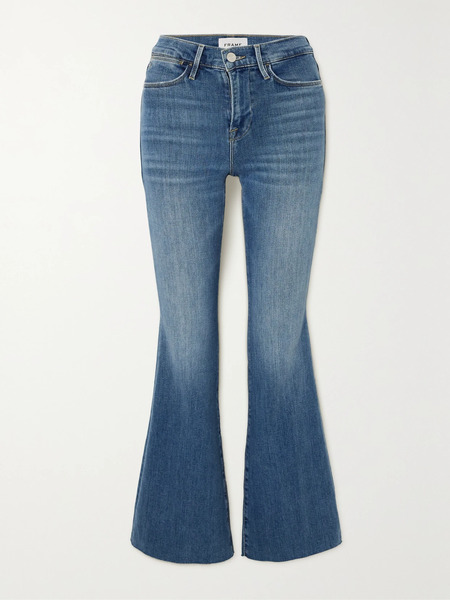  Frame   Le Easy Flare Frayed Jeans   Mid Denim 