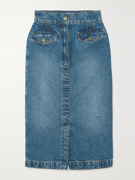  Frame   + Net Sustain Denim Midi Skirt   Mid Denim 