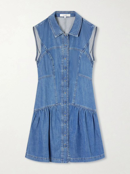  Frame   Paneled Denim Mini Dress   Mid Denim 
