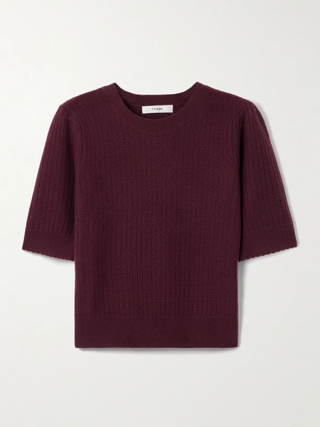  Frame   Pointelle Knit Cashmere Sweater   Burgundy 