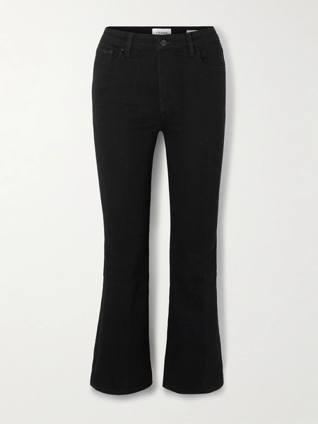  Frame   Reboot Crop Stretch High Rise Bootcut Jeans   Black 