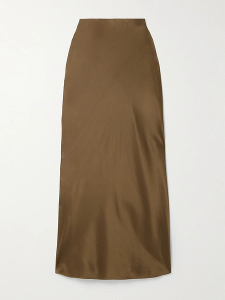  Frame   Silk Satin Maxi Skirt   Light Brown 