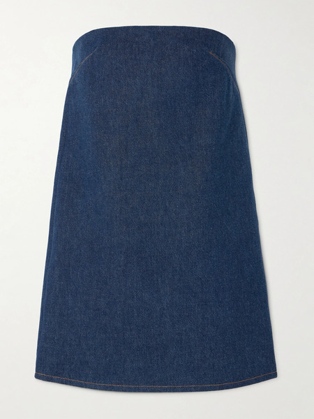  Frame   Strapless Denim Mini Dress   Mid Denim 