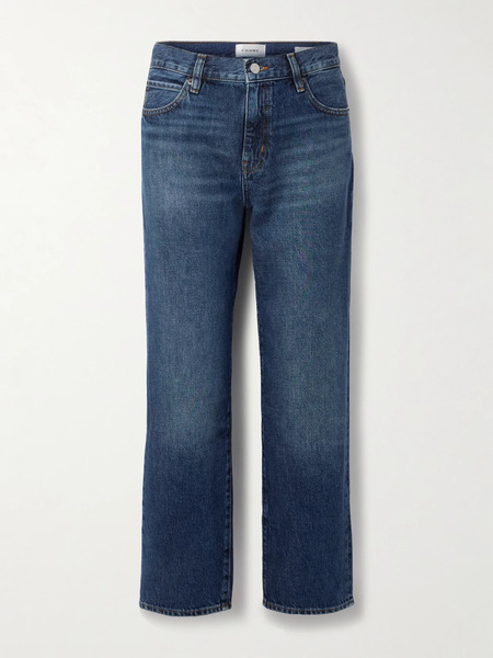  Frame   The Hang Cropped Mid Rise Straight Leg Jeans   Mid Denim 