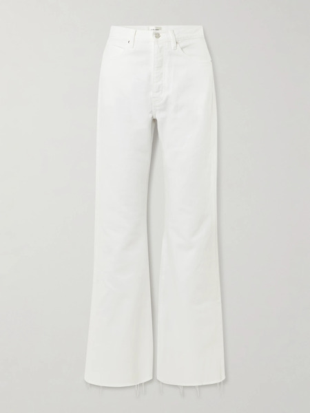  Frame   The Lax Distressed Mid Rise Flared Jeans   White 