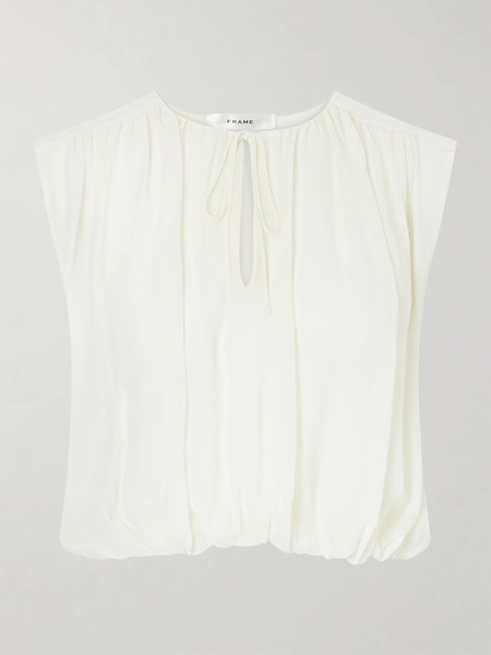  Frame   Wave Cropped Silk Top   Cream 
