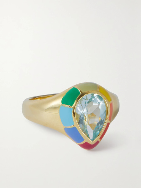  Fry Powers   Spectrum Gold Vermeil, Topaz And Enamel Signet Ring   4 