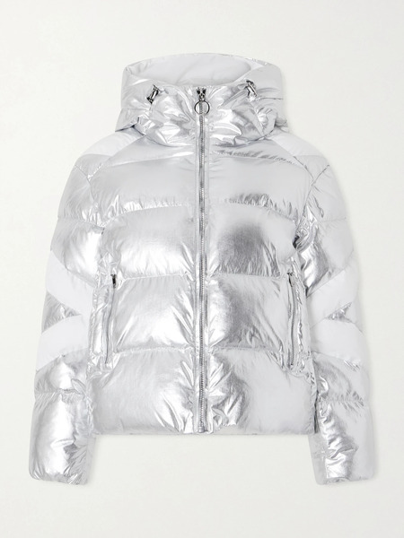  Fusalp   Charloy Hooded Quilted Padded Metallic Shell Jacket   Silver 