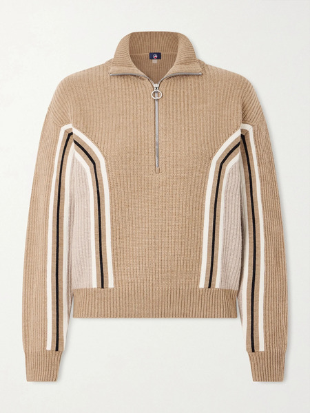  Fusalp   Mirala Striped Ribbed Wool Sweater   Camel 