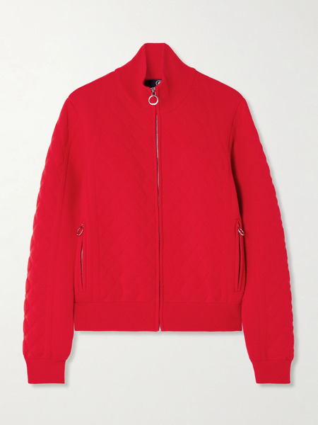  Fusalp   Nuria Jacquard Knit Wool Blend Turtleneck Cardigan   Red 