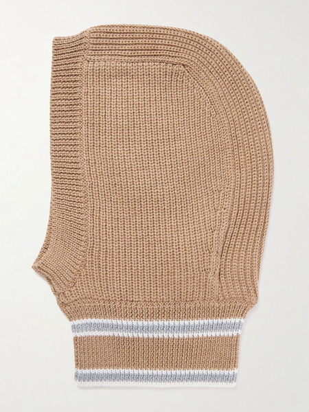  Fusalp   Striped Ribbed Wool Balaclava   Beige 