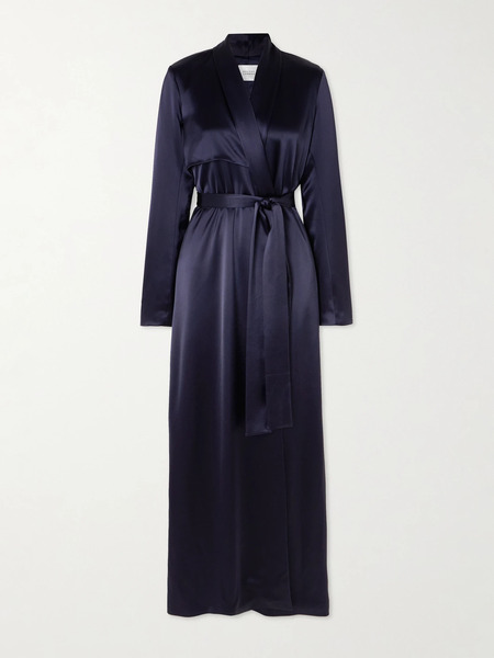  Galvan   Belted Satin Trench Coat   Navy 