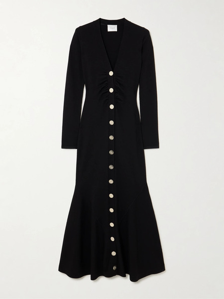  Galvan   Embellished Merino Wool Blend Maxi Dress   Black 