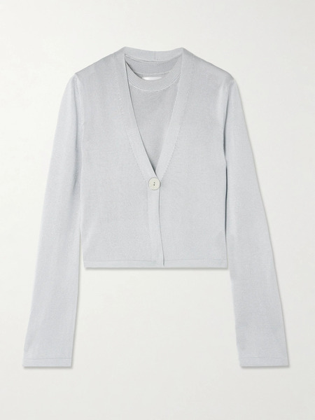  Galvan   Ida Layered Knitted Tank And Cardigan Set   Platinum 