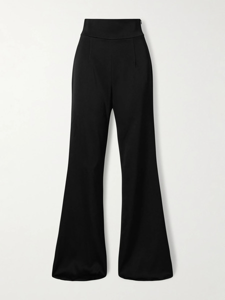  Galvan   Satin Flared Pants   Black 