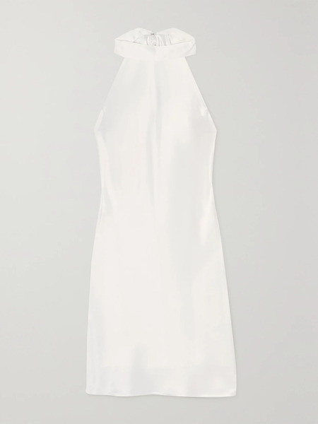  Galvan   Satin Halterneck Mini Dress   White 