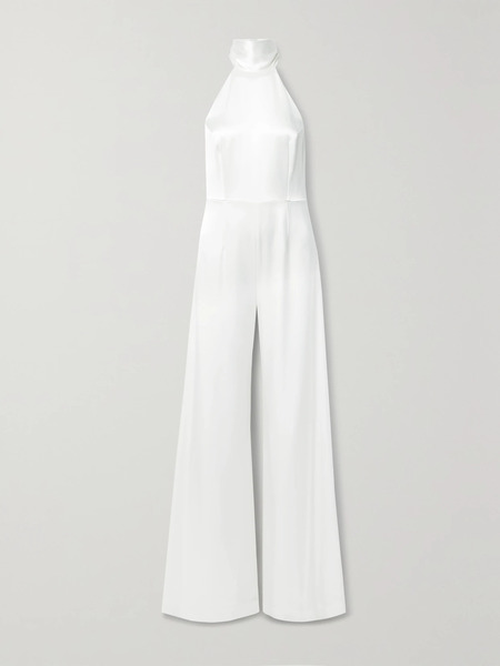  Galvan   Sienna Satin Halterneck Jumpsuit   White 
