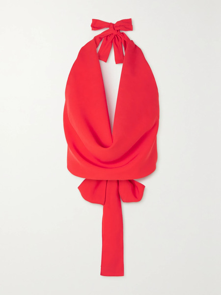  Gauchere   Open Back Twill Halterneck Top   Red 