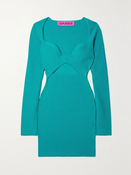  Gauge81   Otero Cutout Recycled Ribbed Knit Mini Dress   Turquoise 