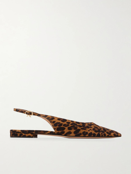  Gianvito Rossi   Robbie Leopard Print Suede Slingback Flats   Leopard Print 
