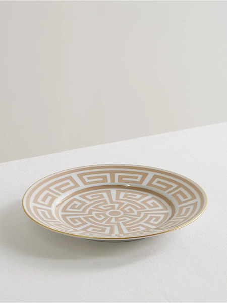  Ginori 1735   Labrinto Gold Plated Porcelain Dessert Plate   White 
